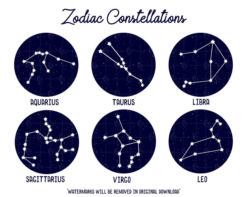 Zodiac Constellation Graphic Set Zodiac Sign Clipart Digital - Etsy