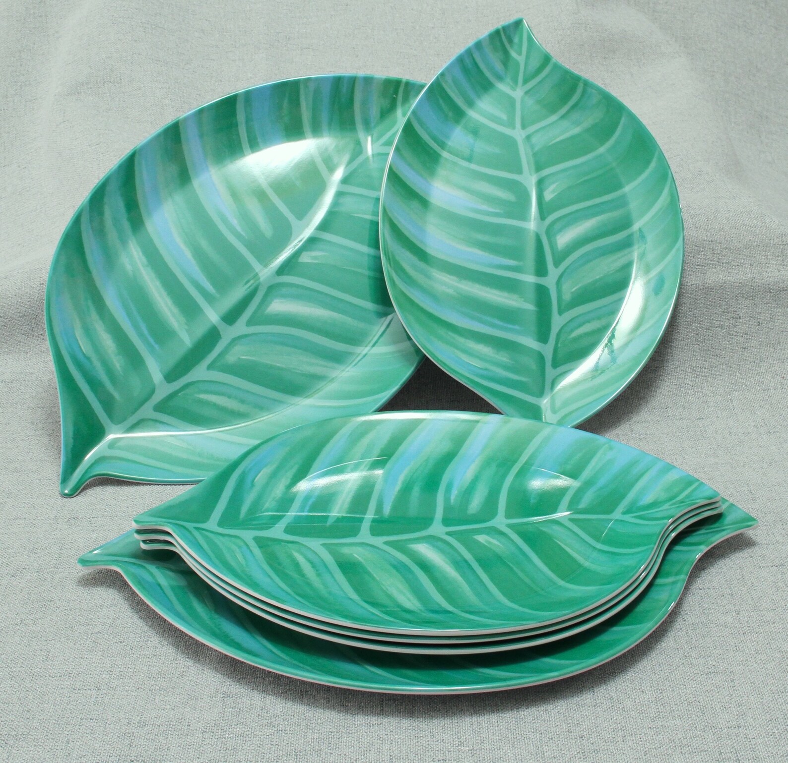 Set 6 NOS 1990s Melamine Retro Leaf Plates Serving & Appetizer Etsy