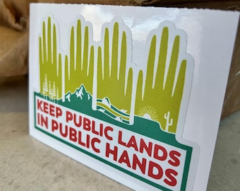 Keep Public Lands in Public Hands Bumper Sticker - Lime Green and Orange