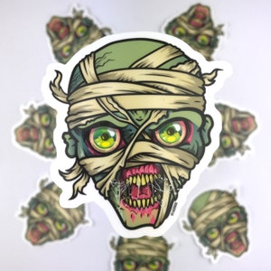 Wrapped Hair Mummy Sticker - Stylish Halloween Character - Australian Made Gloss Vinyl - Bandage Style Egyptian Decal