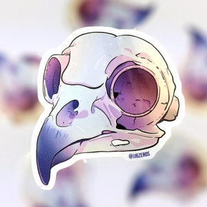 Bird Skull Gloss Sticker - Australian Made Premium Quality - Waterproof Animal Skull Decal for Laptop Phone