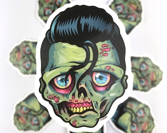 Rockabilly Zombie Sticker – Waterproof Retro Horror Decal
