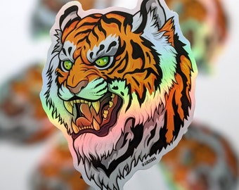 Holografische tijgersticker: waterdichte vinylsticker, gemaakt in Australië
