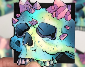 Pegatina de calavera con corona de cristal: calcomanía gótica brillante, fabricada en Australia