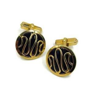 Vintage Swank Gold Tone Dark Red Cuff Links