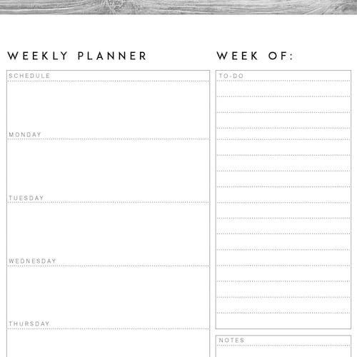 Weekly Planner Printable PDF Weekly Schedule Weekly to Do - Etsy