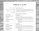 Professional Minimalist Resume Template, CV Template, Printable Resume, Instant Download, Cover Letter, Reference Sheet, 8.5 x 11, A4