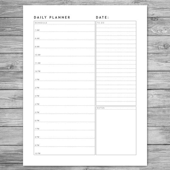 Printable Minimalist Daily Planner, Daily Schedule, Daily Agenda, Planner  Template, Planner Download, to Do List, A4, 8.5 X 11 