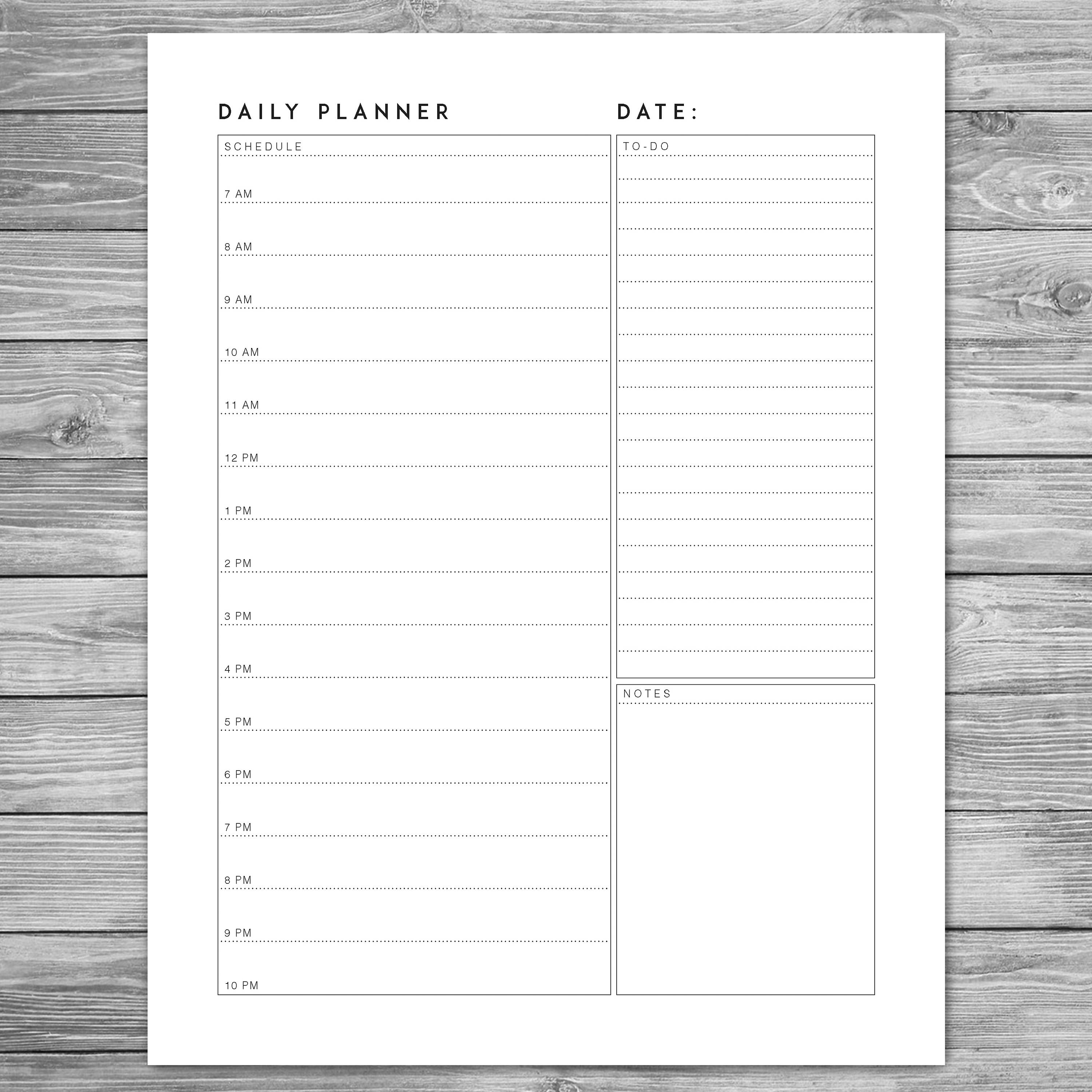 Printable Daily Daily Schedule Daily - Etsy