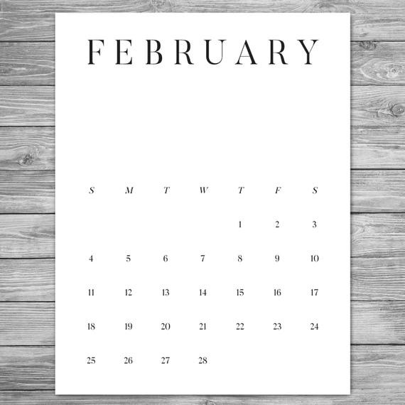 2018 2019 printable minimalist monthly calendar desk etsy 2019 printable monthly calendar template