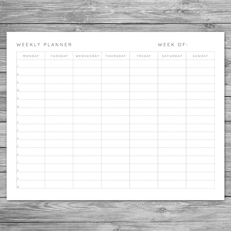 printable landscape minimalist weekly planner weekly etsy