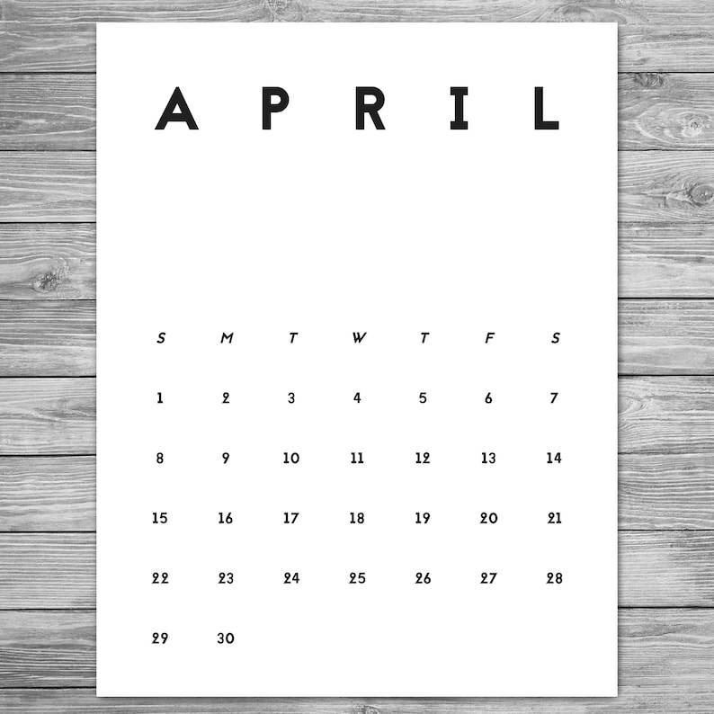 2018 2019 Do Druku Minimalistyczny Miesięczny Kalendarz Etsy