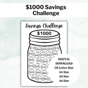 Save 1k Savings Challenge Printable Savings Challenge Download Save 1000 Dollars Printable Save 1000 Dollars Challenge Savings Tracker 1k