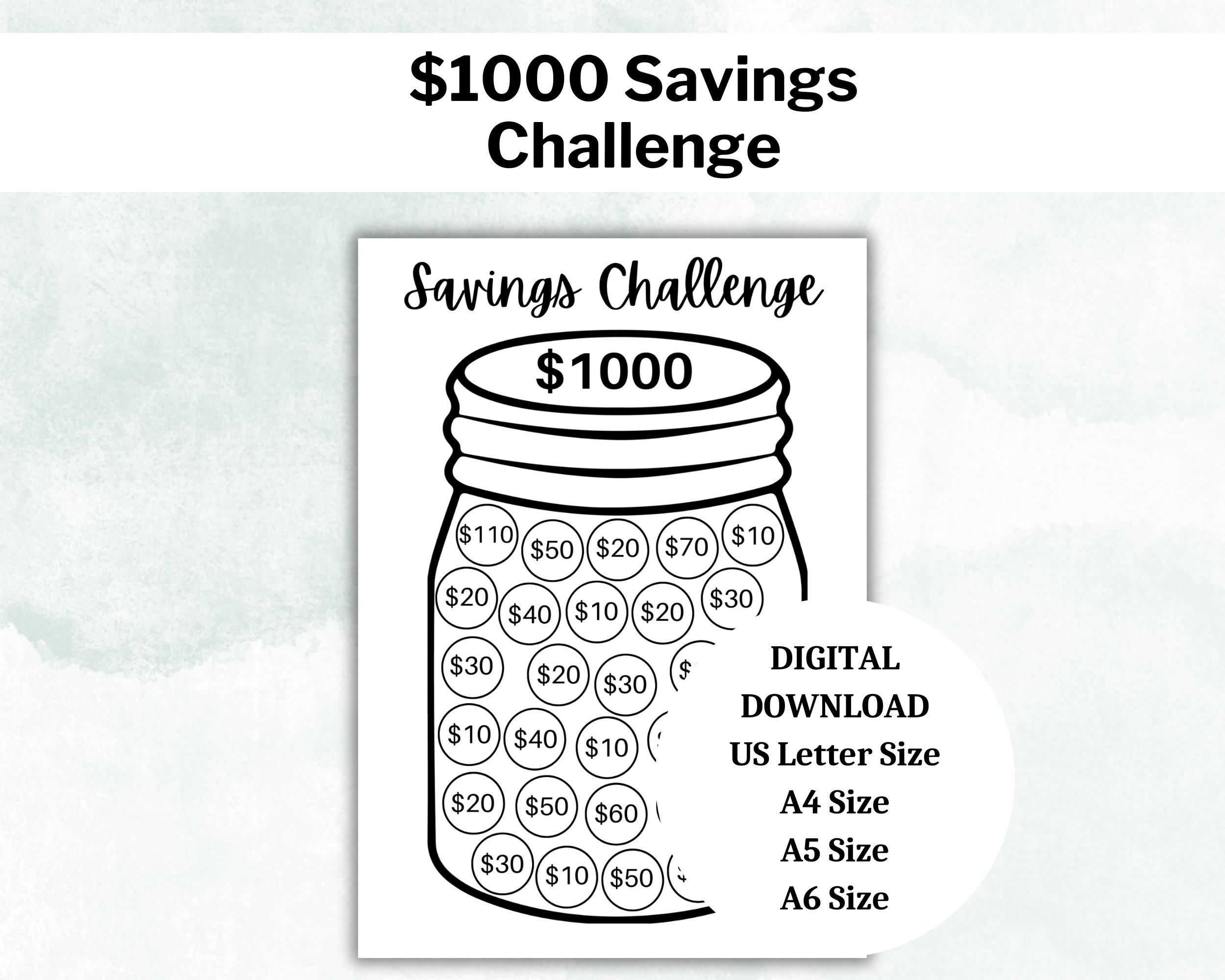 Save 1k Savings Challenge Printable Savings Challenge Download Save 1000 Dollars Printable Save 1000 Dollars Challenge Savings Tracker 1k