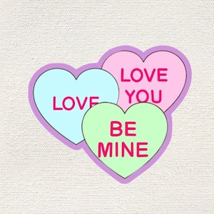 Valentine&#39;s Day Conversation Heart Trio Cookie Cutter - Valentine&#39;s Day cookie cutter