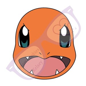 May include: An orange cartoon character with a wide open mouth, showing sharp teeth, and angry eyes. The character has a red nose and a red tongue.
