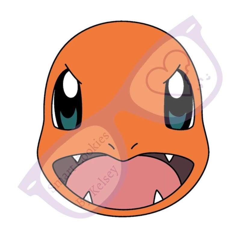 May include: An orange cartoon character with a wide open mouth, showing sharp teeth, and angry eyes. The character has a red nose and a red tongue.
