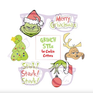 Grinch Cookie Cutter STLs - Grinch STL download - Grinch STL for 3D printed cookie cutters
