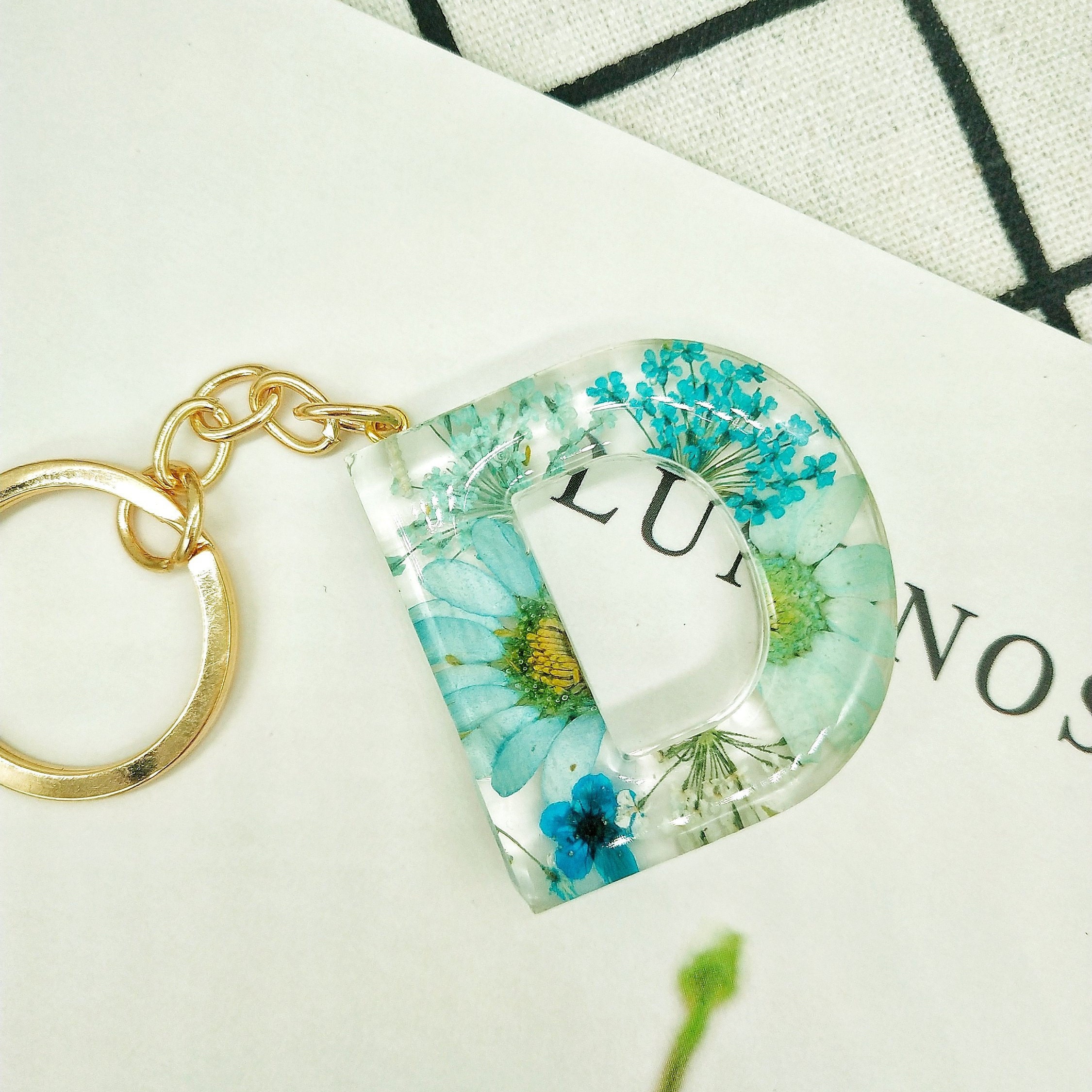 Pressed Flower Key Chain Real Flower Key Ring Flower Pedals Etsy
