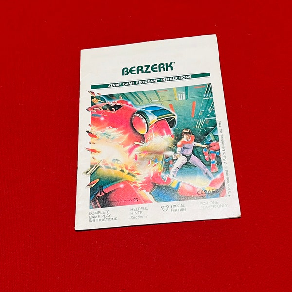 Vintage Berzerk Book 1980 Atari Game Instructions Manual only please read