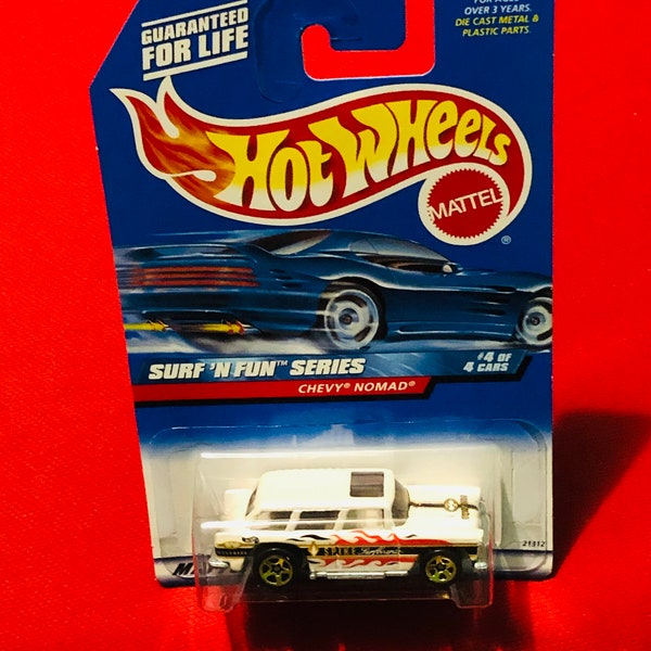 Vintage Hot Wheels 1990s s Surf ‘N Fun Series! Chevy Nomad Race car! # 4 of 4 car series! New in box Please read :)