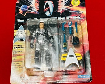 1990s Star Trek Captain James T. Kirk Action Figure with Space Suit! + Accessories (New) Star Trek Generations (Playmates Toys) Gifts.