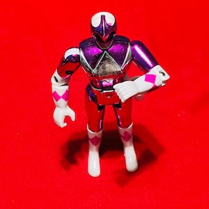 1995 Pink Ranger,Silver Chrome 5.5”Mighty Morphin Power Rangers (Series 1) Vintage action figure By Bandai! + 1 Trading card! 90s Toy,Gifts