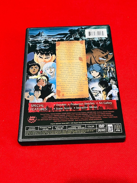 BERSERK Vol.1 Anime 2002 DVD War Cry Contains Episodes 1-5 Action Manga  Anime! NTSC Mature Rating Teens Anime Gifts,mature Cartoons. - Etsy