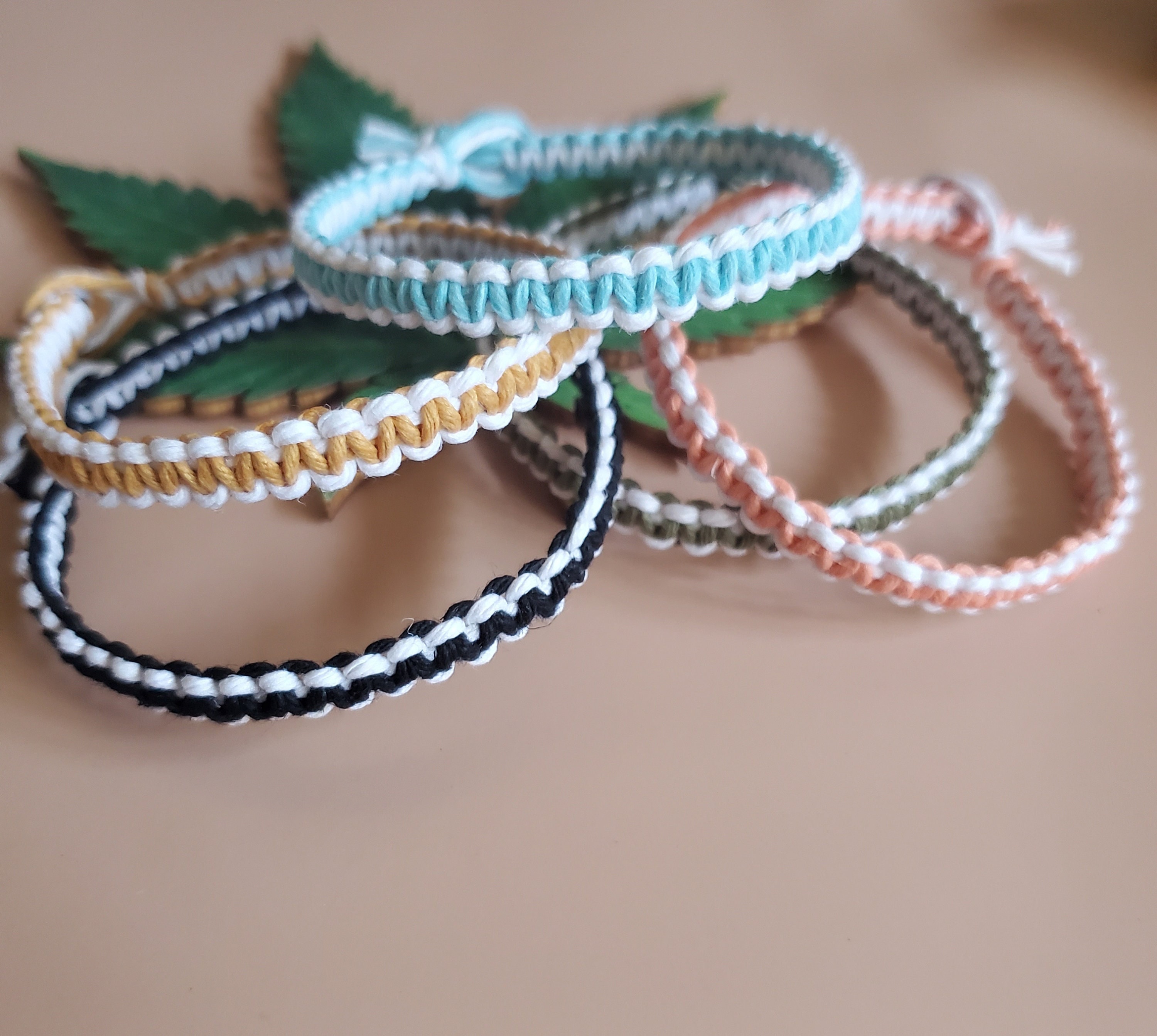Handmade Hemp Bracelet or Anklet-boho Hippie Macrame Jewelry-two