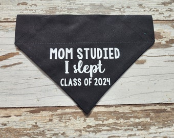 Graduation Dog Bandana, Slide On, Over the Collar, Graduation Announcement, multiple color options, cat bandana