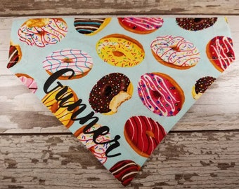 Personalized Dog Bandana, Doughnut, Donut, over the collar, slide on, cat bandana