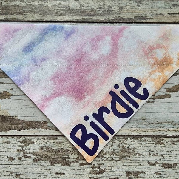 Personalized Ombre Clouds, Dog Bandana, Slides On Over the Collar, dog scarf, cat bandana