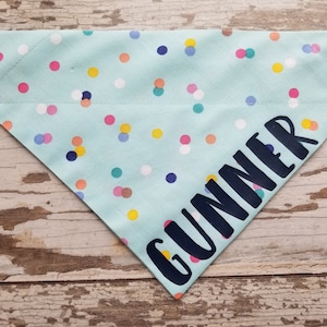 Personalized Aqua Dots Dog Bandana,  over the collar, slide on, cat bandana, dog scarf