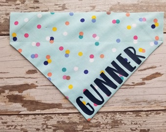 Personalized Aqua Dots Dog Bandana,  over the collar, slide on, cat bandana, dog scarf