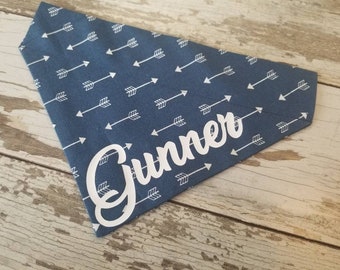 Personalized Navy Arrows Dog Bandana, over the collar, cat bandana, dog scarf