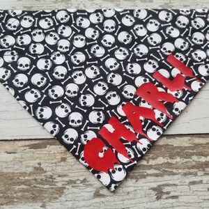 Personalized Halloween Skulls & Bones Bandana, Slides On Over the Collar, cat bandana, dog scarf, fall