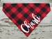 Red Buffalo Check Dog Bandana, Slides on over the collar, personalized, plaid, dog scarf, cat bandana, neckerchief 