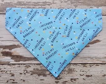 It's My Barkday Dog Bandana: Blue Birthday Pet Scarf