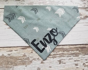 Personalized Sage Green Dog Bandana, over the collar, cat bandana, dog scarf