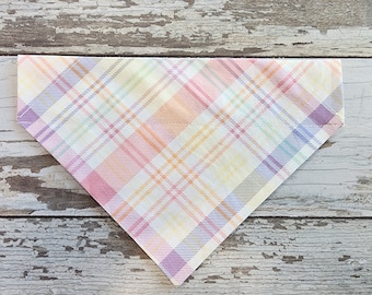 Personalized Easter Plaid Bandana, slides on over the collar, cat bandana, dog scarf