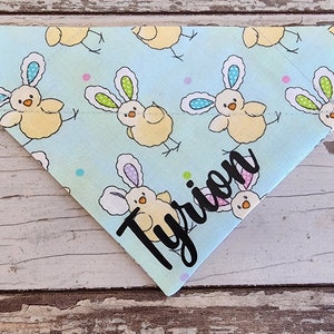 Personalized Cute Chicks Easter Bandana, slides on over the collar, cat bandana, dog scarf