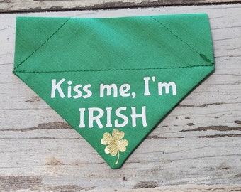 St Patrick's Day Dog Bandana: Green Irish Shamrock Collar Scarf