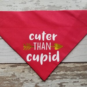 Cuter Than Cupid Valentines Dog Bandana, slides on over the collar, cat bandana