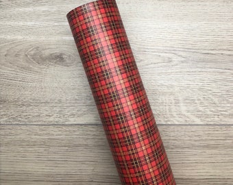 Red Christmas Plaid Custom Faux Leather