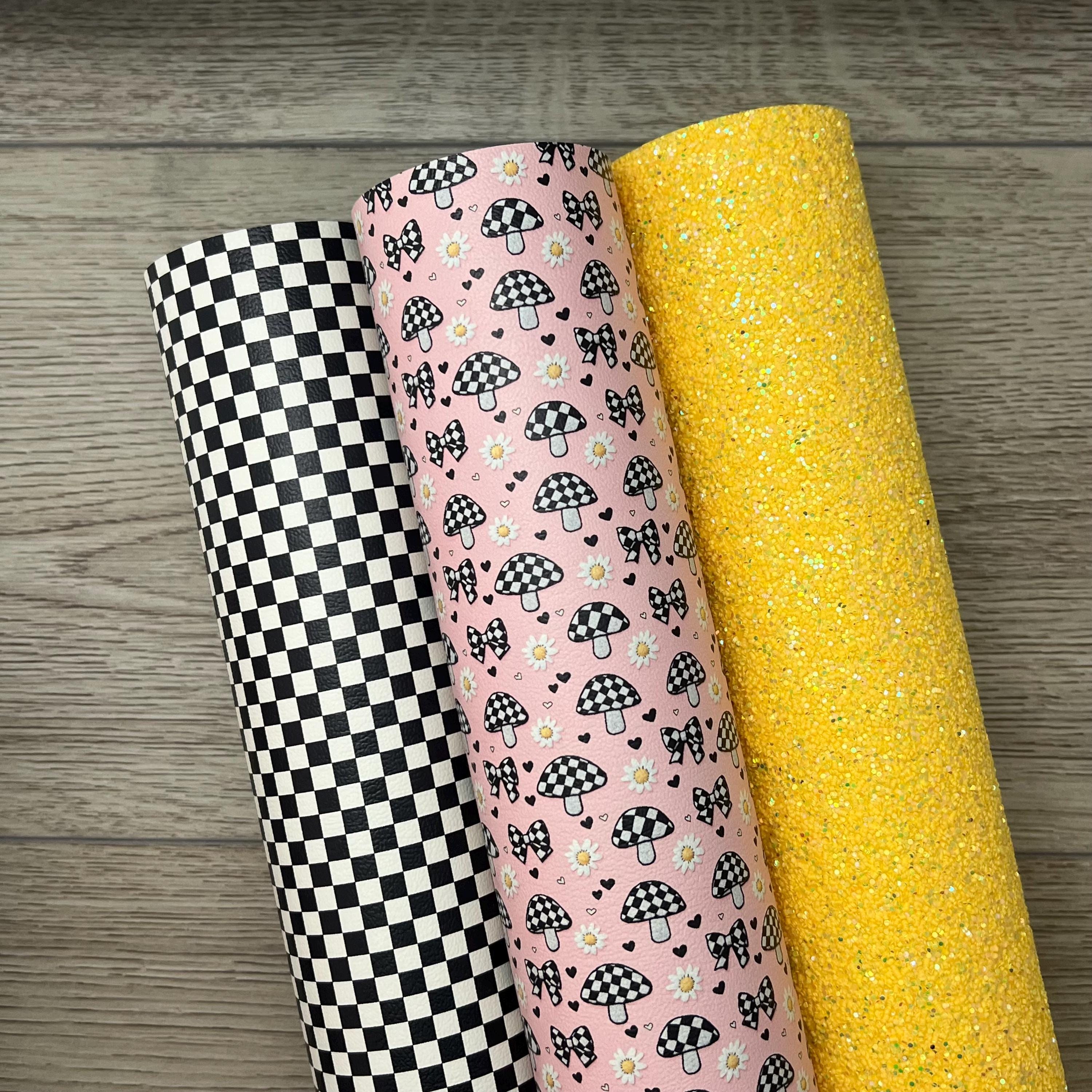 チェック柄マッシュルームリボンセット カスタムフェイクレザー - Etsy