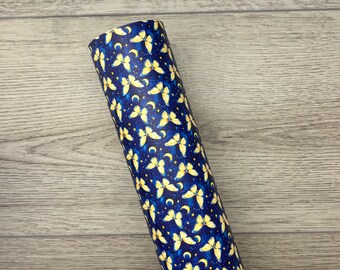 Starry Night Butterflies Custom Faux Leather
