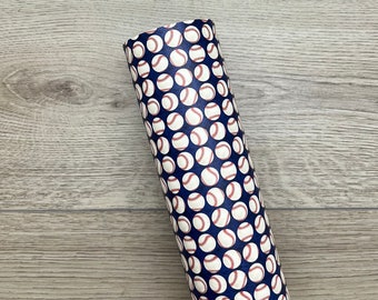 Navy Background Baseballs Custom Faux Leather