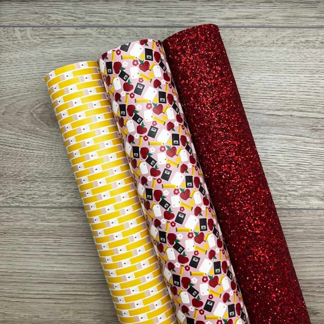 Back to School Apples and Flowers Set Custom Faux Leather - Etsy