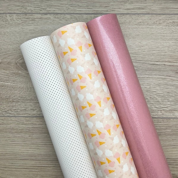 Pink and White Ice Cream Cones Set Custom Faux Leather