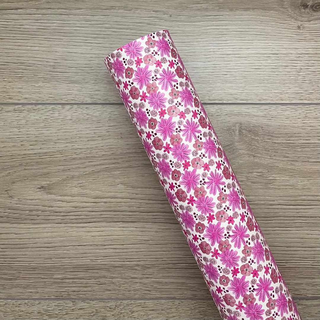 Pink Retro Flowers Custom Faux Leather - Etsy